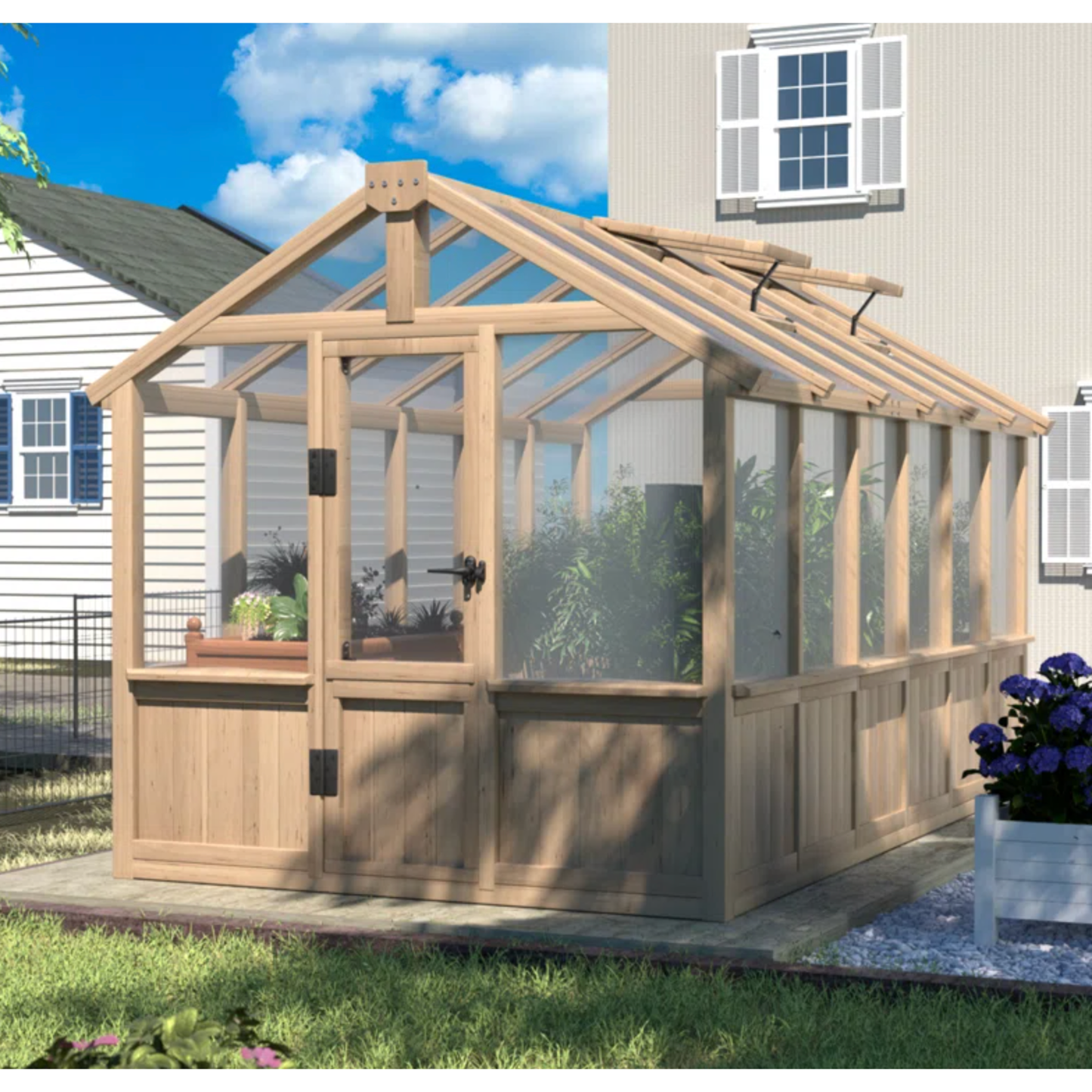 VEIKOUS Wooden Polycarbonate Greenhouse