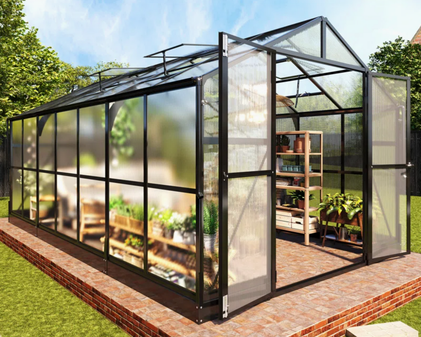 AMERLIFE 14 x 9.5 x 9 ft. Hybrid Polycarbonate Greenhouse