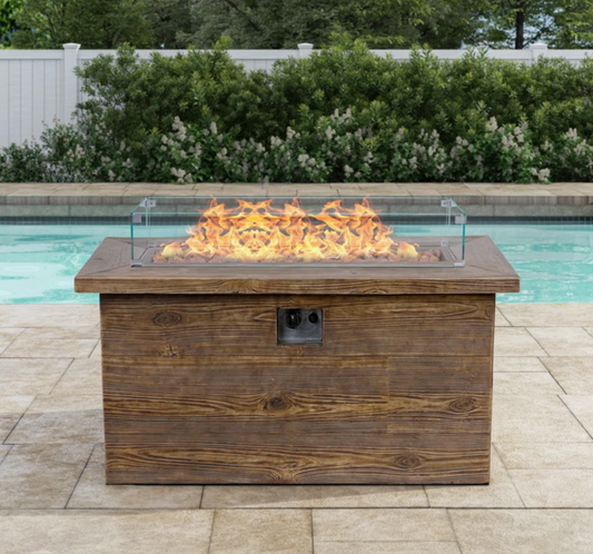 LOON PEAK Donnovin Rectangle Stainless Steel Propane Smokeless Fire Pit Table with Hidden Fuel Tank